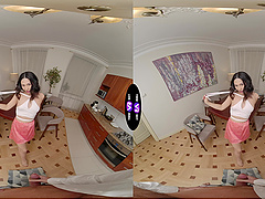 Dirty Brunette Roxy in POV action with juicy naturals, doggy style and flowing locks