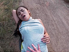 Asian babe with luscious locks indulges in a steamy alfresco blowjob session