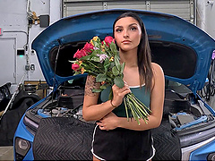 Alexa's sleek curves and Gi's throbbing member in a steamy garage fuckfest