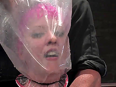 Pink-haired bitch gets restrained and dipped underwater