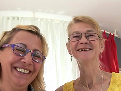 Wrinkly old dykes having sex on camera