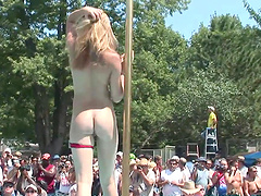 Pole dancing contest with naked bitches!