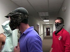 Gay men having sex in different positions.