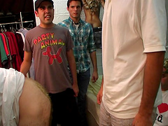 Gay men having sex with strangers after a party