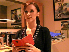 Public solo action with a beautiful brunette teen.