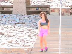 Close up of a brunette’s wet pussy while she masturbates.