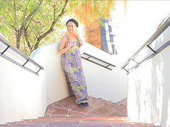 Young blonde girl’s solo pleasure time in her pink panties.