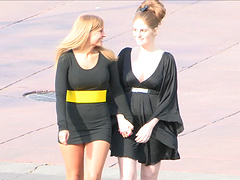 Amateur teen girls show off their skills with a thong and big ass