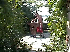 Sweet ebony chick gets fucked on the beach by a white guy
