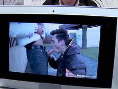 Hot gay guy Paul Fresh gets a facial in a bar