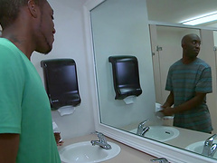 Black guys enjoy having gay sex in the bathroom and moan together