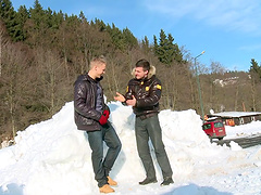 Gay men having sex in different positions.