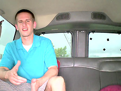 Handsome dudes enjoy having passionate gay sex in back of the van