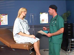 Blonde whore rides her doctor's hard ass cock