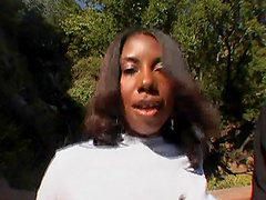 Outdoor fucking with sweet ebony Candace Von and her boyfriend