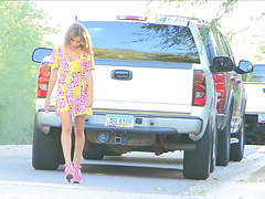 Public shame turns into pleasure as she masturbates outdoors.