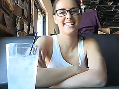Video of an EX girlfriend with glasses teasing in a public place