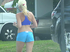 Beautiful blonde gets a rough cowgirl ride and a face full of cum