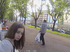 Beautiful girl with a tattoo gets an orgasm in a doggystyle position.