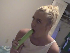 Horny blonde amateur spreads her legs to masturbate with toys