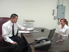 Natural tits and a great blowjob from a redhead babe.