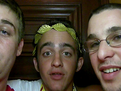 Hardcore group sex party in the dorm room with kinky college babes