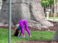 Beautiful long-haired teen Sabrina Banks gives great blowjob and handjob