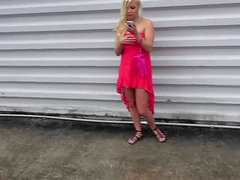 Alex Little’s natural tits bounce while she is being fucked in the back seat of the car.