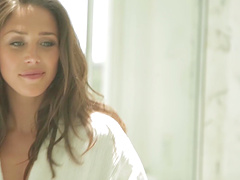 Beautiful brunette gets pumzied by James Deen in a hot scene.