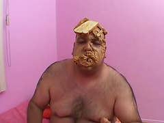 Dirty dude plays with peanut butter and fucks a cute brunette