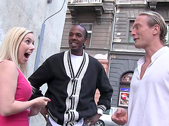 Beautiful blonde gives a great blowjob and fuck on camera