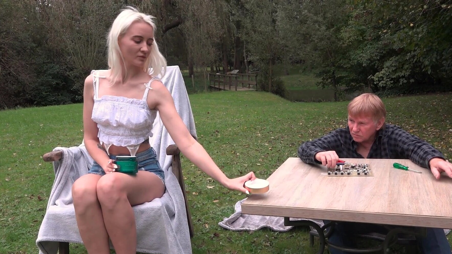 Naughty Daruma ravishes hot blonde outdoors