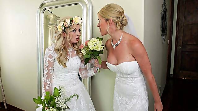 Bride to be shares cock with her mom right before the wedding