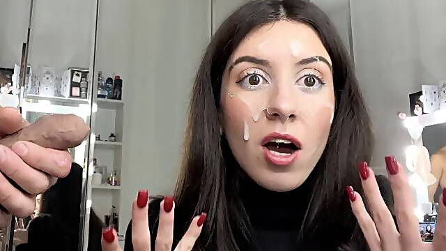 Ruined Makeup with Cum on Face - Public Cumwalk Covered in Sperm