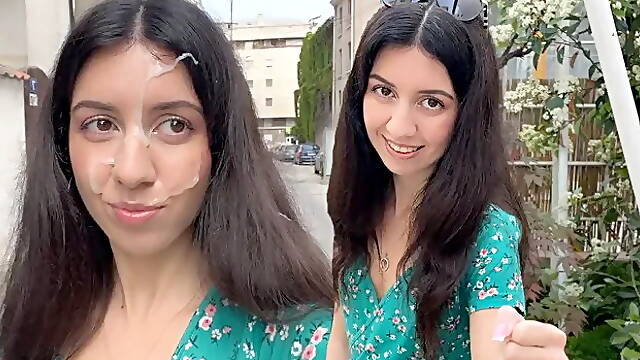 Hottie Lost the Game and had to Walk with Cum on Her Face - Cumwalk