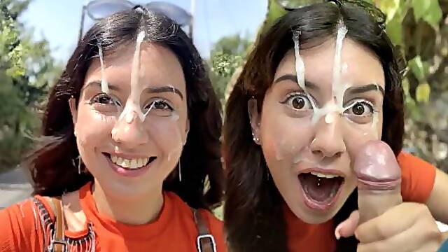 Public Blowjob in the Bushes with Stranger and Crazy Cumwalk Covered in Cum