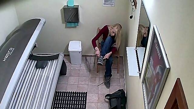 Slim blonde in our solarium