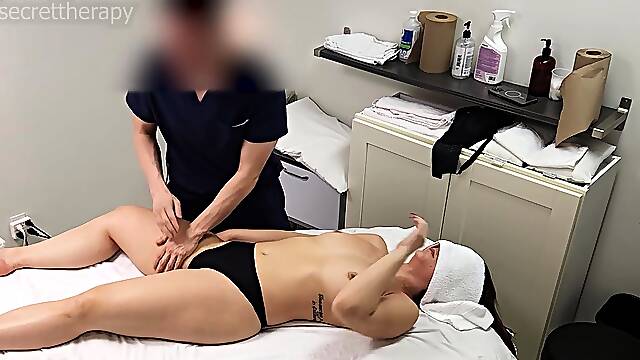 Beautiful brunette caught fucking on hidden cam massage