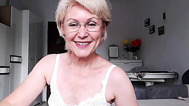 Granny shy lingerie cam