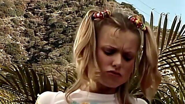 Pigtailed Blonde Teen Slut Takes Rough Anal Pounding