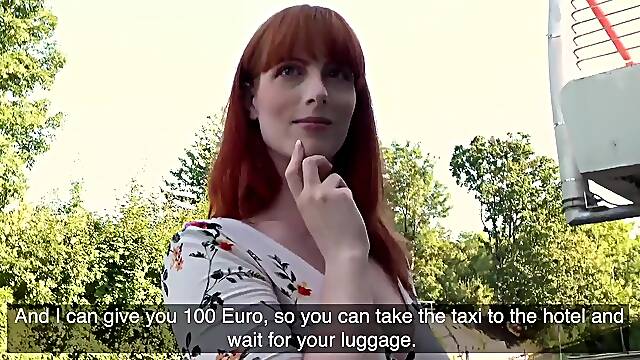 Hot Redhead Slut Picked Up For Quick Sex on the Street For Cash