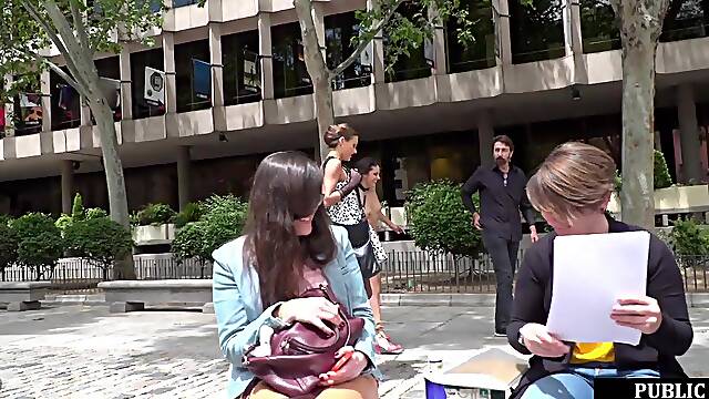 BDSM public babe humiliated outdoor by master and domina