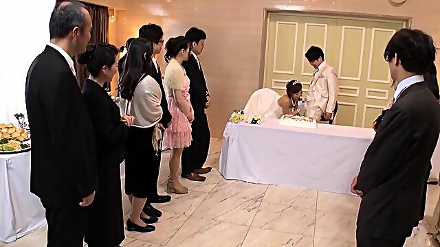 Lustful Japanese friends enjoy wild group sex at a wedding