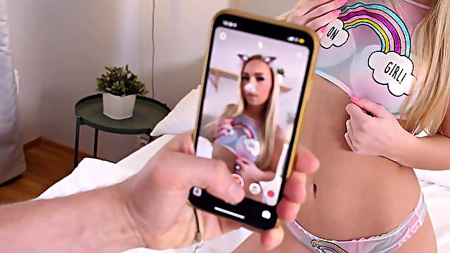 Thin blonde devours whole cock after sensual foreplay