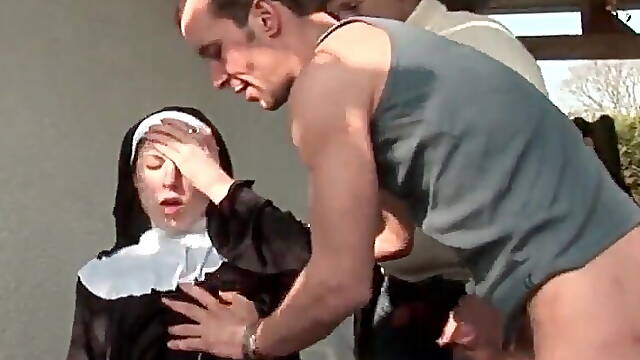 Young french nun sodomized in threesome with Papy Voyeur
