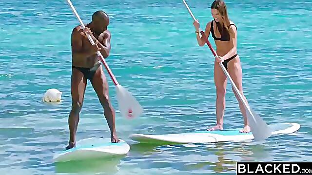 Amazing lady is cheating on her husband with a handsome, black dude, during a vacation