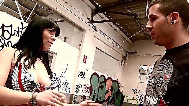 Big tits milf gets fucked in an abandoned warehouse