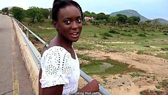 Cute Ebony Girlfriend Pussy Pounded By Big White Cock In a Public Park