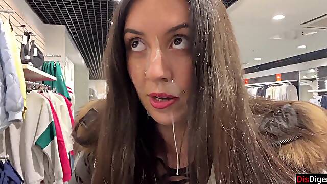 I came on girl’s face in locker room and that babe went for a walk with cum on her face in shopping center Cumwalk