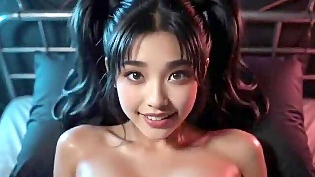 Sex with Yakata, a cute Oriental woman in her room, Ai animation